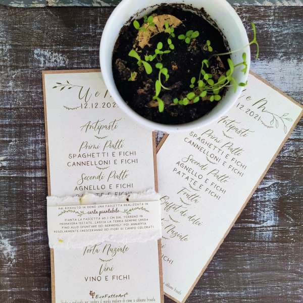 Menu piccolo carta piantabile EcoFattoArt 063 FANTASY GREEN